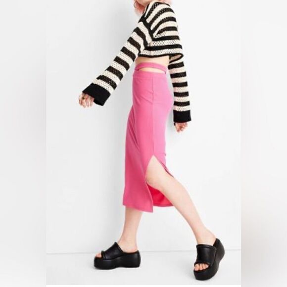 Future Collective Alani Noelle Women's Cross Waist Rib-Knit Midi Skirt NWT XXL - Picture 2 of 8